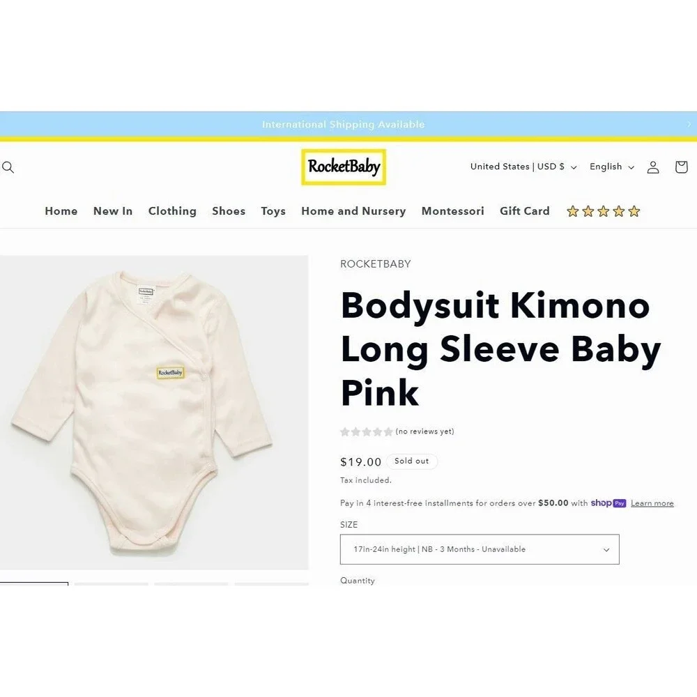 ROCKETBABY Bodysuit Kimono Long Sleeve Pink